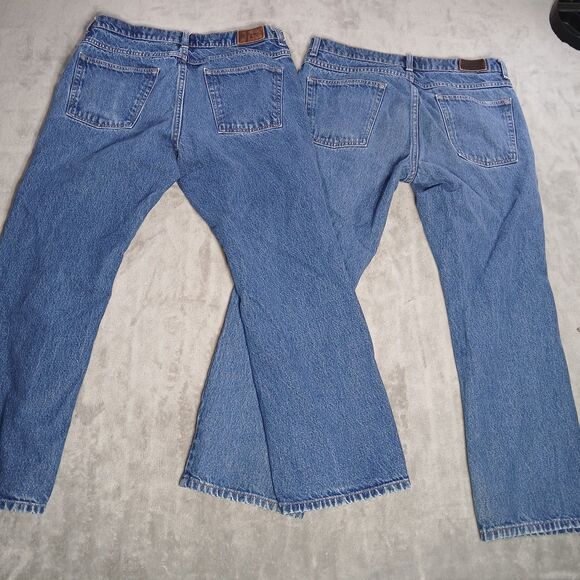 Lot of 2 LL Bean Mens 33x28 Blue Denim Jeans Straight Standard Fit Classic Work - Picture 4 of 9